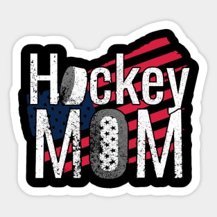 Patriotic Hockey Mom with American Flag Sticker